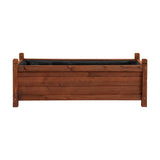 Green Fingers Garden Bed Wooden Planter Box Raised Container Growing 90x30x33cm Brown