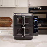 KITCHEN COUTURE 11L CLEAR VIEW VERTEX DUAL DRAW AIR FRYER BLACK