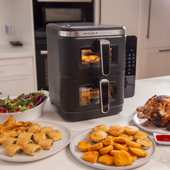 KITCHEN COUTURE 11L CLEAR VIEW VERTEX DUAL DRAW AIR FRYER BLACK