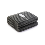 ROYAL COMFORT Thermolux Heated Stripe Faux Fleece Throw - Grey