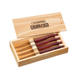 TRAMONTINA 4PC CHURASCO STEAK KNIFE SET IN TIMBER BOX