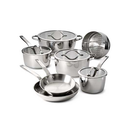 TRAMONTINA TEMPO 7 PIECE STAINLESS STEEL COOKWARE SET