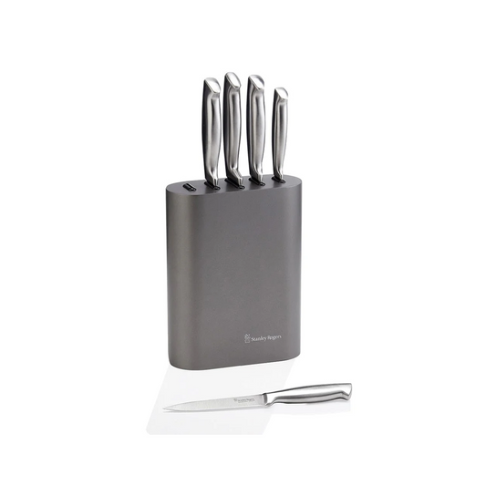 STANLEY ROGERS VERTICAL OVAL METALLIC PEWTER KNIFE BLK 6PC