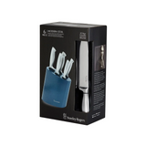 STANLEY ROGERS MODERN STEEL METALLIC BALTIC BLUE KNF BLK 6PC