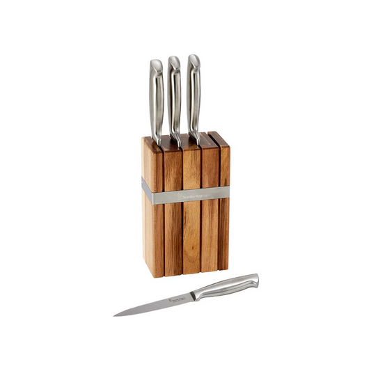 STANLEY ROGERS BANDED STRIPE KNIFE BLOCK 5PC SET
