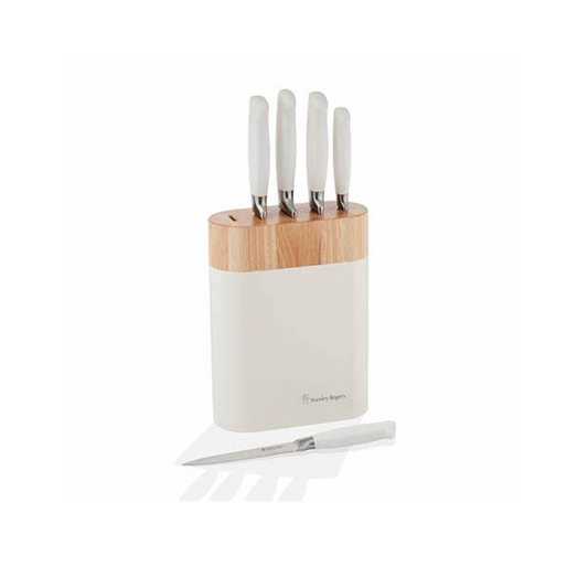 STANLEY ROGERS WHITE OVAL KNIFE BLOCK 6PC