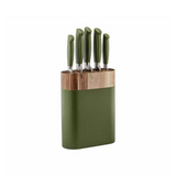 STANLEY ROGERS OLIVE OVAL KNIFE BLOCK 6PC