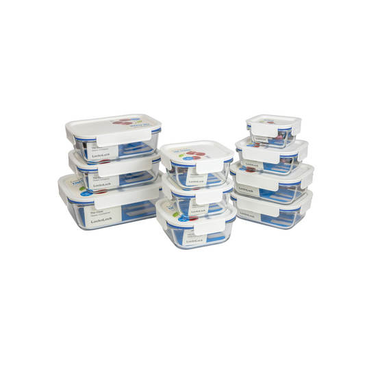LOCKNLOCK Clear Glass 10Pc Set -White