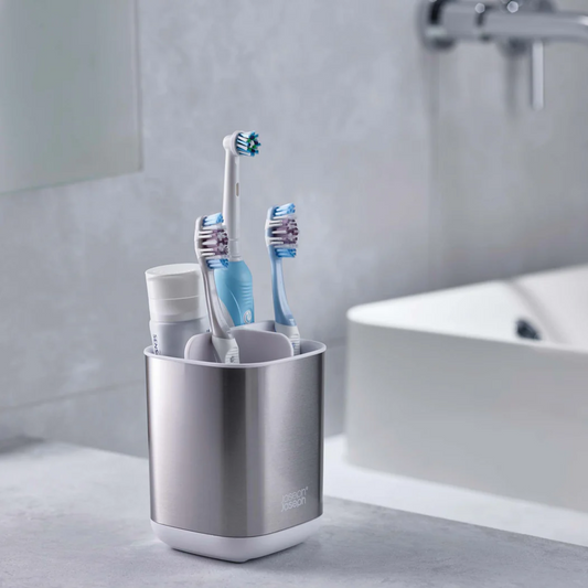 JOSEPH JOSEPH EasyStore Steel Toothbrush Caddy - White