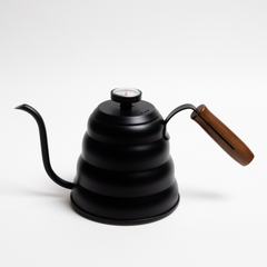 COFFEE CULTURE BLACK STAINLESS STEEL GOOSE KNECK KETTLE WITH THERMOMETER - 1.2L