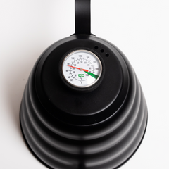 COFFEE CULTURE BLACK STAINLESS STEEL GOOSE KNECK KETTLE WITH THERMOMETER - 1.2L