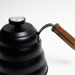 COFFEE CULTURE BLACK STAINLESS STEEL GOOSE KNECK KETTLE WITH THERMOMETER - 1.2L