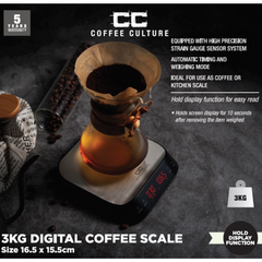 COFFEE CULTURE COFFEE CULTURE 3KG DIGITAL COFFEE SCALE