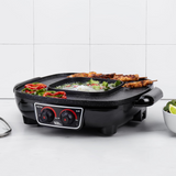DAVIS & WADDELL 2 In 1 Steamboat Hotpot And Grill Black 45x38x17cm