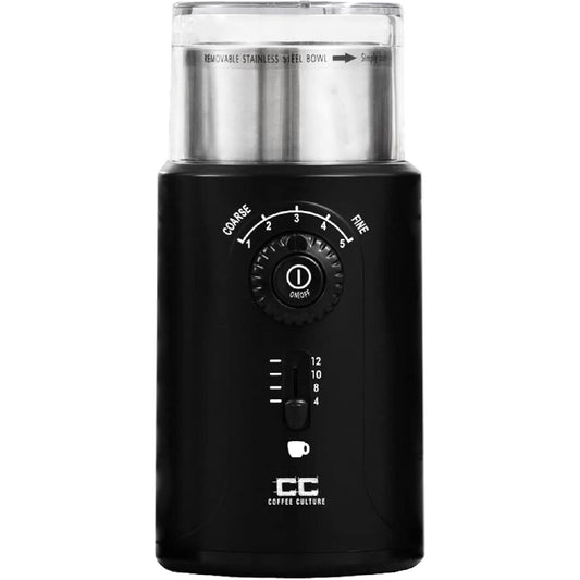 COFFEE CULTURE BLACK ELECTRIC COFFEE GRINDER - SIZE: 12 CUP