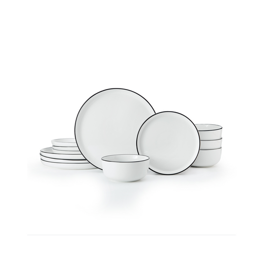 MIKASA LIMESTONE 12PC STONEWARE DINNER SET