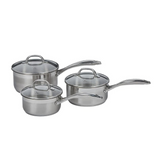 SWISS DIAMOND PREMIUM STEEL DLX 3PC SAUCEPAN SET 16,18,20CM SAUCEPANS WITH LIDS