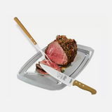 TRAMONTINA CHURASCO 2PC CARVING SET WITH AFRICAN MAHOGANY BOARD