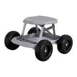 Gardeon Garden Cart Seat with Wheels, Rolling Work Stool with Tool Storage Tray, 440lbs (200kg) Heavy Duty Capacity Garden Stool for Outdoor Yard Work, Car Detailing, and Garage Maintenance, Grey/Black