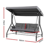 Gardeon Outdoor Swing Chair with Canopy Convertible Hanging Bed Grey