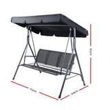 Gardeon Outdoor Swing Chair Garden Bench Furniture Canopy 3 Seater Mesh Black