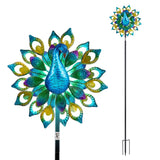 Gardeon Garden Windmill Solar Light Colorful Peacock Metal Spinner 190cm
