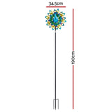 Gardeon Garden Windmill Solar Light Colorful Peacock Metal Spinner 190cm