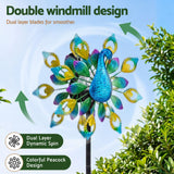 Gardeon Garden Windmill Solar Light Colorful Peacock Metal Spinner 190cm