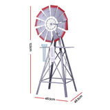 Gardeon Garden Windmill Metal Weather Station with Rain Gauge 122cm Silver