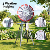 Gardeon Garden Windmill Metal Weather Station with Rain Gauge 122cm Silver