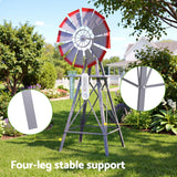 Gardeon Garden Windmill Metal Weather Station with Rain Gauge 122cm Silver