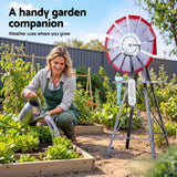 Gardeon Garden Windmill Metal Weather Station with Rain Gauge 122cm Silver