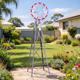Gardeon Garden Windmill Metal Weather Station with Rain Gauge 243cm Silver