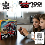 PUZZLE MASTER 100 Piece Lunch Box Puzzle Monster Truck AR Edition