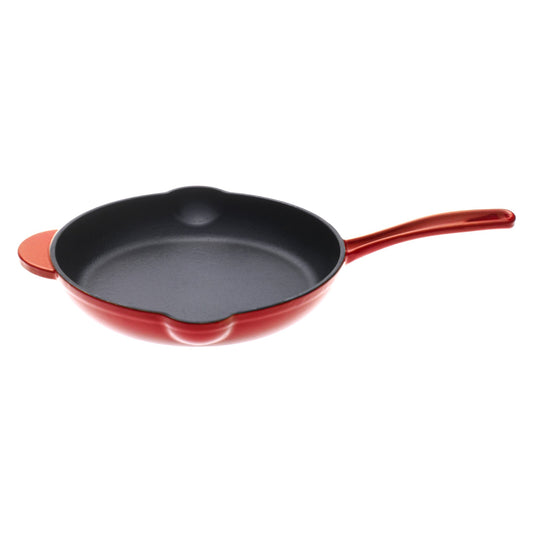 GOURMET KITCHEN Cast Iron Fry Pan 26cm Black Cherry Red