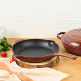 GOURMET KITCHEN Cast Iron Fry Pan 26cm Black Cherry Red