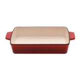 GOURMET KITCHEN Cast Iron Rectangular Baking Pan 33cm Black Cherry Red