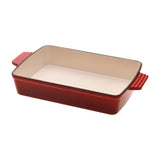 GOURMET KITCHEN Cast Iron Rectangular Baking Pan 33cm Black Cherry Red