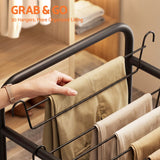 Artiss Pants Trolley Mobile Clothes Rack Clothing Stand with 30 Hangers Wheels Storage Organizer Bag