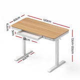 Artiss Motorised Standing Desk with Storage Drawer 120cm Wood White