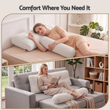 Giselle wedge pillow headboard with non-flattening shredded foam core, perfect for dorm reading or sofa lap desk, 330g corduroy cover, side pockets, King Single