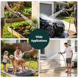 Green Fingers 10m Retractable Water Hose Reel, Wall Mounted Garden Hose 9-Pattern Nozzle