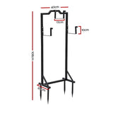 Green Fingers Garden Hose Holder Metal Portable Freestanding Hose Stand 4 Spikes Black