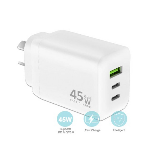 SANSAI USB A+C+C WALL CHARGER- 45W