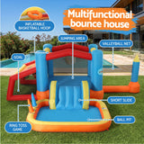 Keezi Inflatable Kids Pool Play Park Jumping Castle Volleyball Net with Blower Balls 4mx4.37m