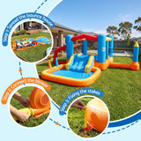 Keezi Inflatable Kids Pool Play Park Jumping Castle Volleyball Net with Blower Balls 4mx4.37m