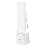 Artiss Lockable Jewelry Armoire with Mirror, Freestanding Organizer Cabinet with Drawers, White