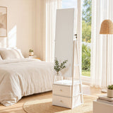 Artiss Lockable Jewelry Armoire with Mirror, Freestanding Organizer Cabinet with Drawers, White