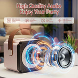 Alpha Mini Portable Karaoke Machine for Adults Kids with 2 Wireless Microphones