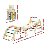 Keezi Kids Triangle Climbing Toys Set With Slide Indoor Outdoor Toddler Toys Pikler Climber With Arch